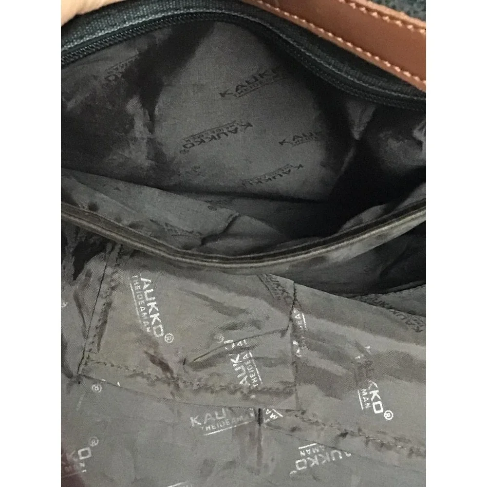 Kaukko Canvas Backpack Rucksack Charcoal Gray Leather Trim Travel Laptop School